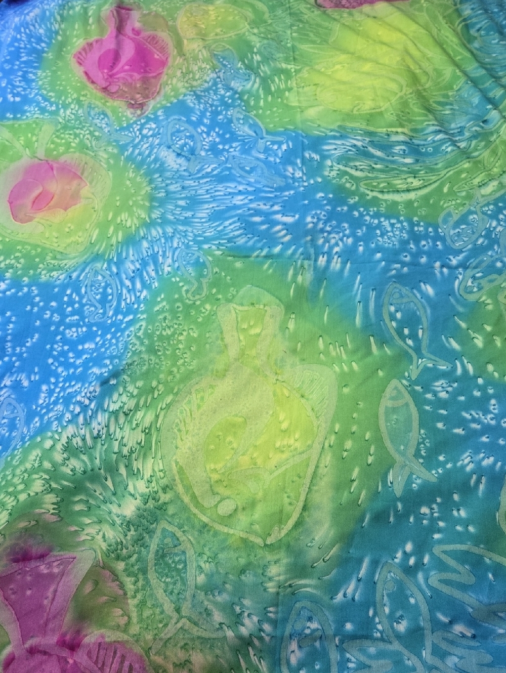 Rima Beach Wrap Scarf in Aqua, Lime & Magenta - Picture 7 of 7